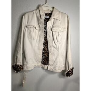 D&G White Denim Jacket Leopard Lined